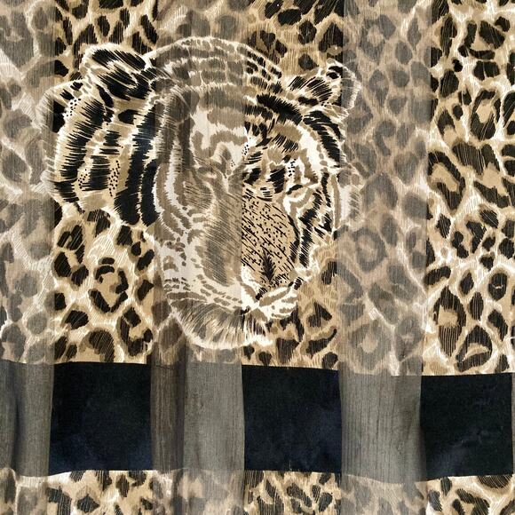 Tiger leopard animal print scarf, Large brown black square shawl, throw, or wrap - Picture 2 of 5